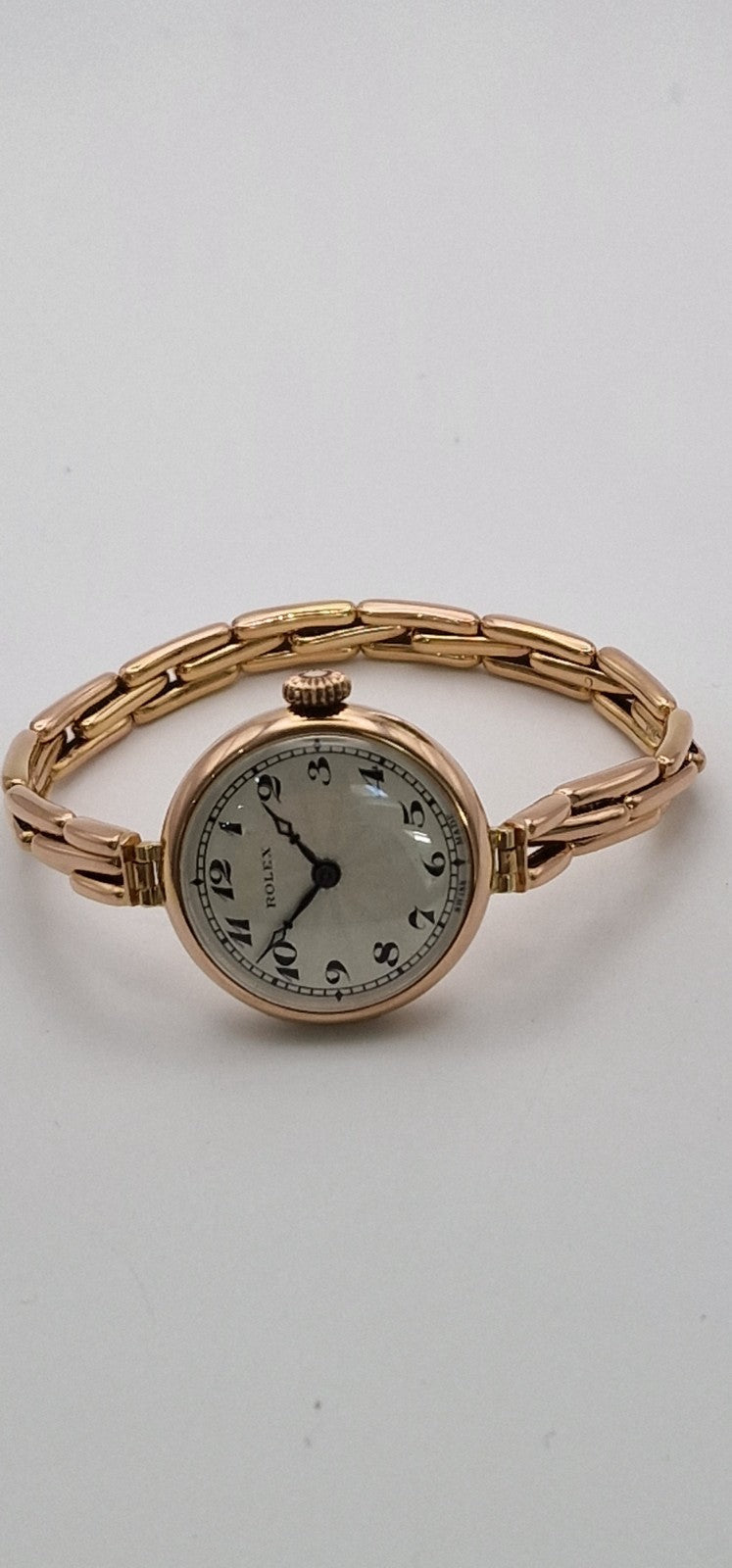 Vintage 1916 Rolex Ladies 9ct Rose Gold Mechanical Watch – Original Stretch Bracelet, Hallmarked