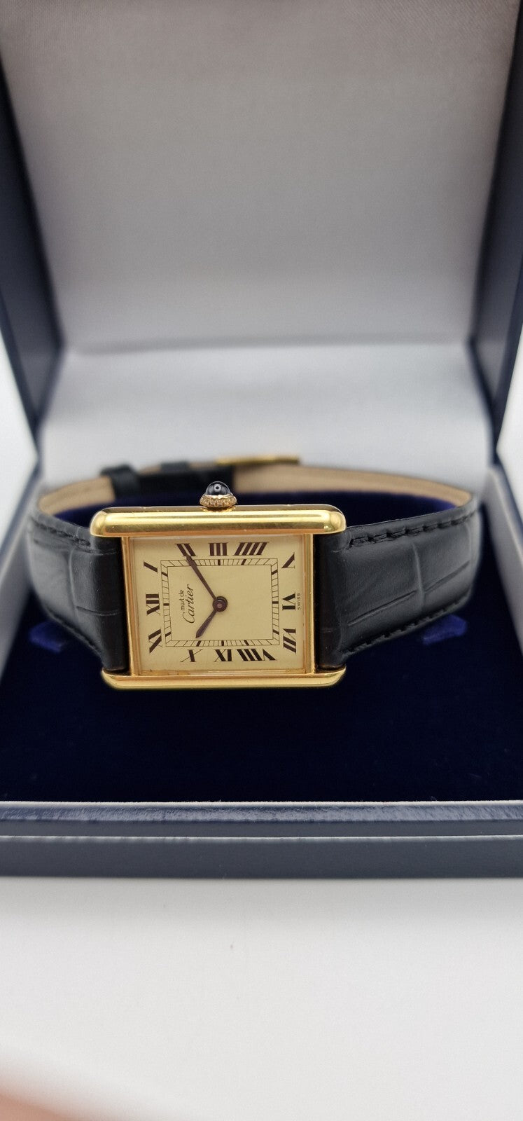 Must de Cartier Tank 18ct Gold on Silver Vintage Mid Size  Mechanical Watch.