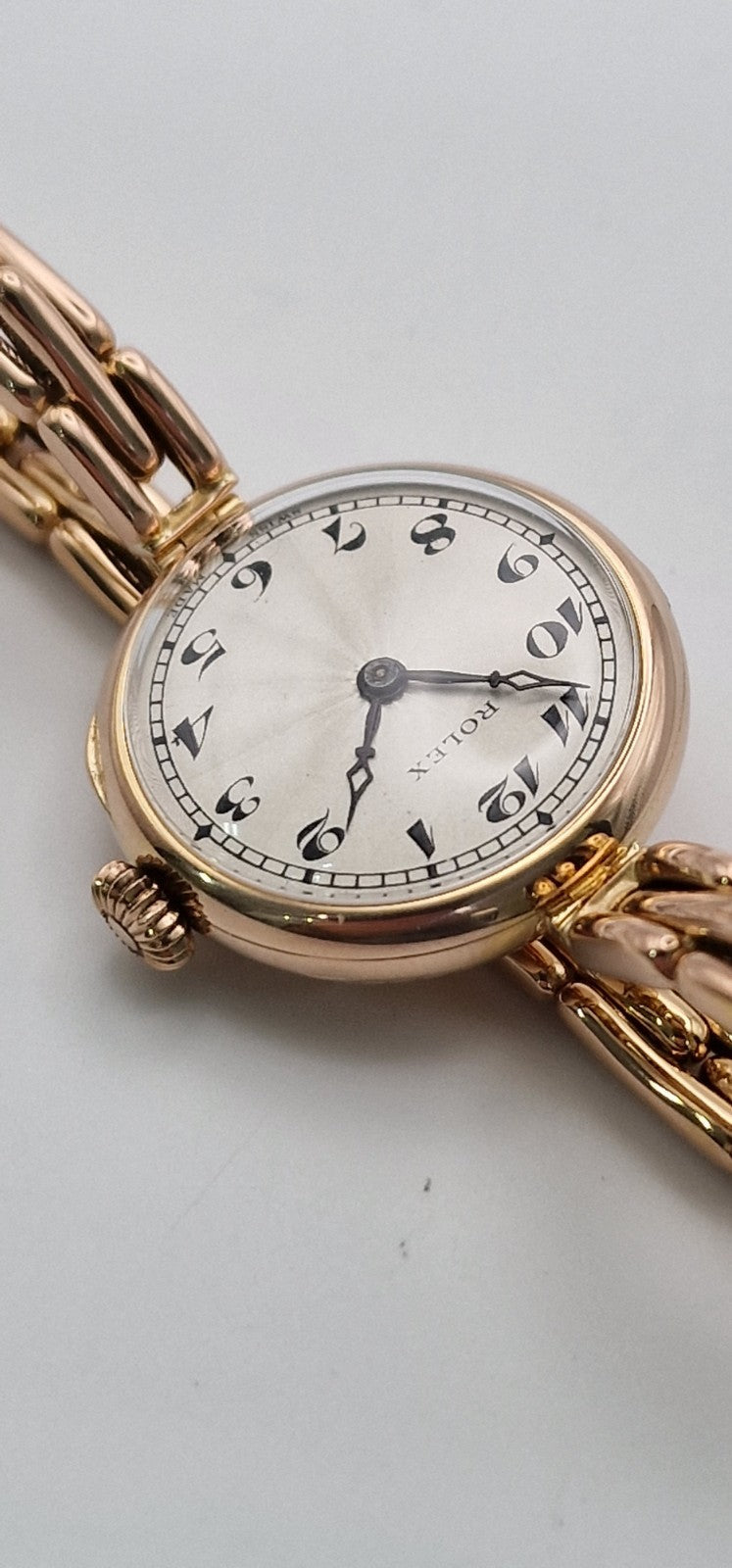 Vintage 1916 Rolex Ladies 9ct Rose Gold Mechanical Watch – Original Stretch Bracelet, Hallmarked