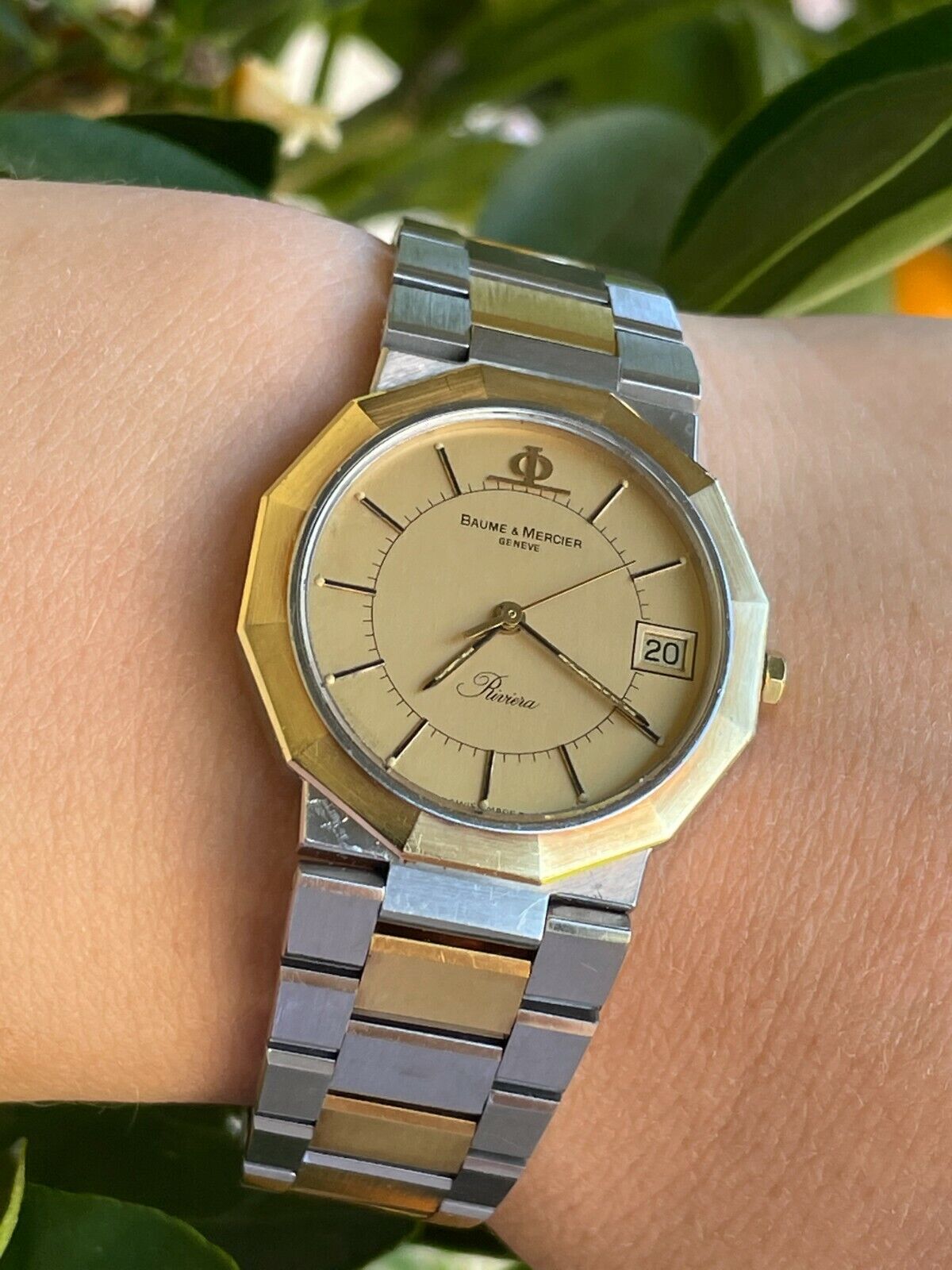 BAUME MERCIER WATCH RIVIERA A5333.018 QUARTZ GOLD18K&STEEL UNISEX 30mm SWISS