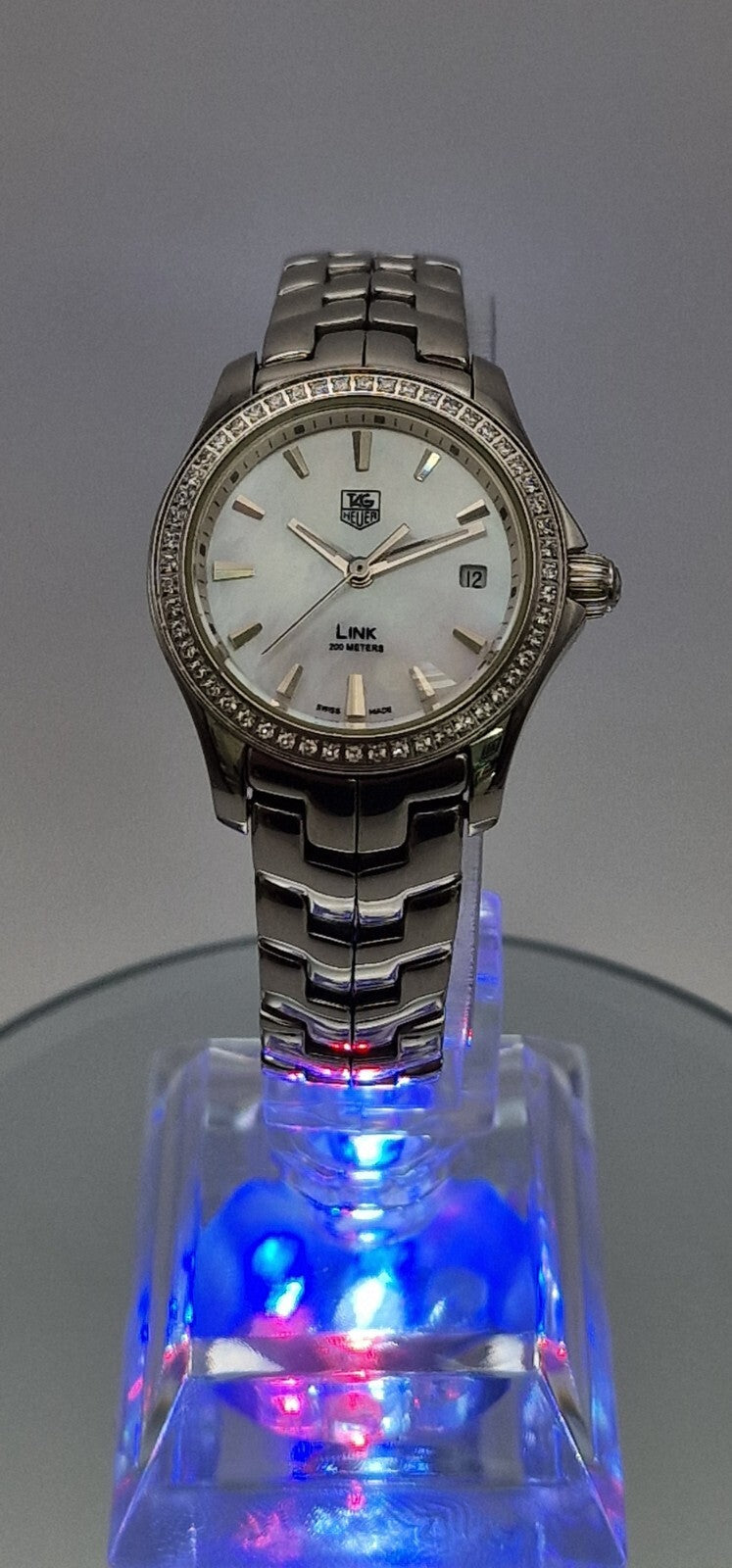 Tag Heuer Link  200 Meters Lady's Bracelet Watch with Diamond Bezel in Tag Box.