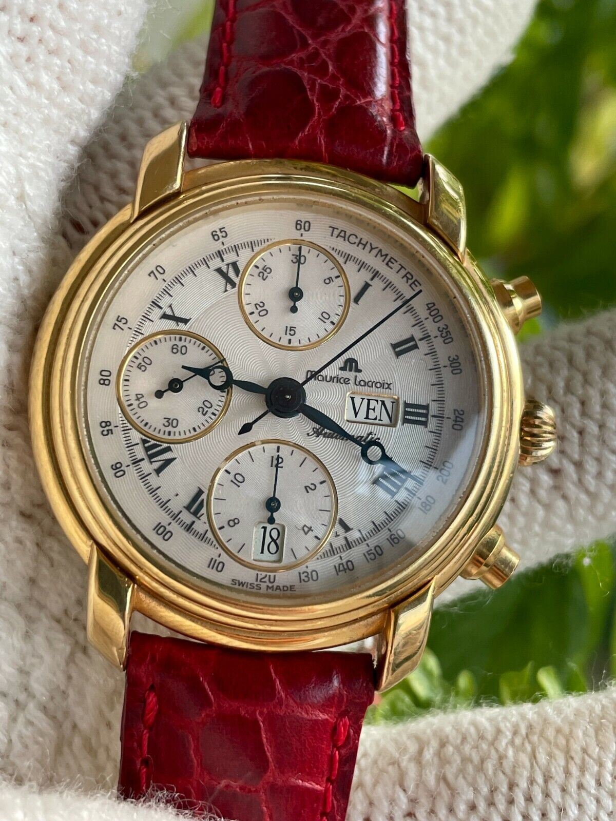 MAURICE LACROIX MASTERPIECE WATCH 39353 CHRONOGRAPH AUTOMATIC DAY DATE MENS 38mm