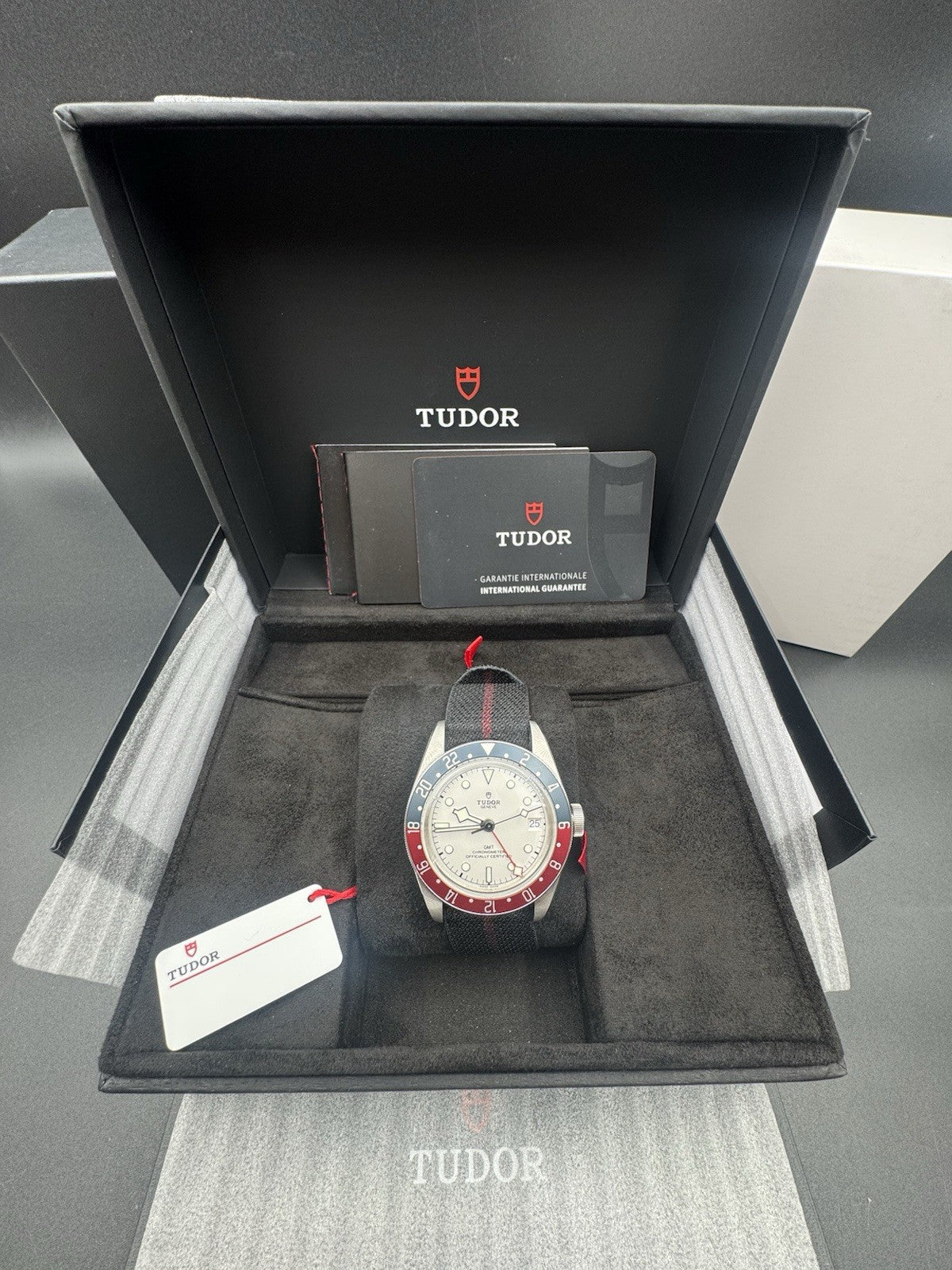 2025 TUDOR BLACK BAY GMT OPALINE DIAL FABRIC STRAP WATCH M79830RB-0012 UNWORN