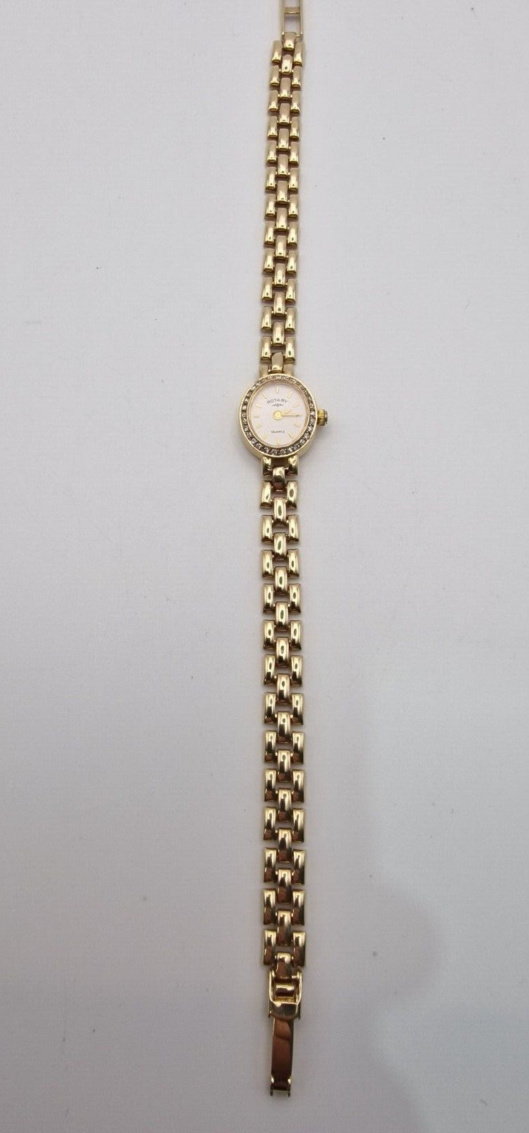 Rotary 9ct Gold Lady’s Diamond Watch | 30 Diamond Bezel | White Dial | 9ct Gold Bracelet | Vintage Luxury Timepiece