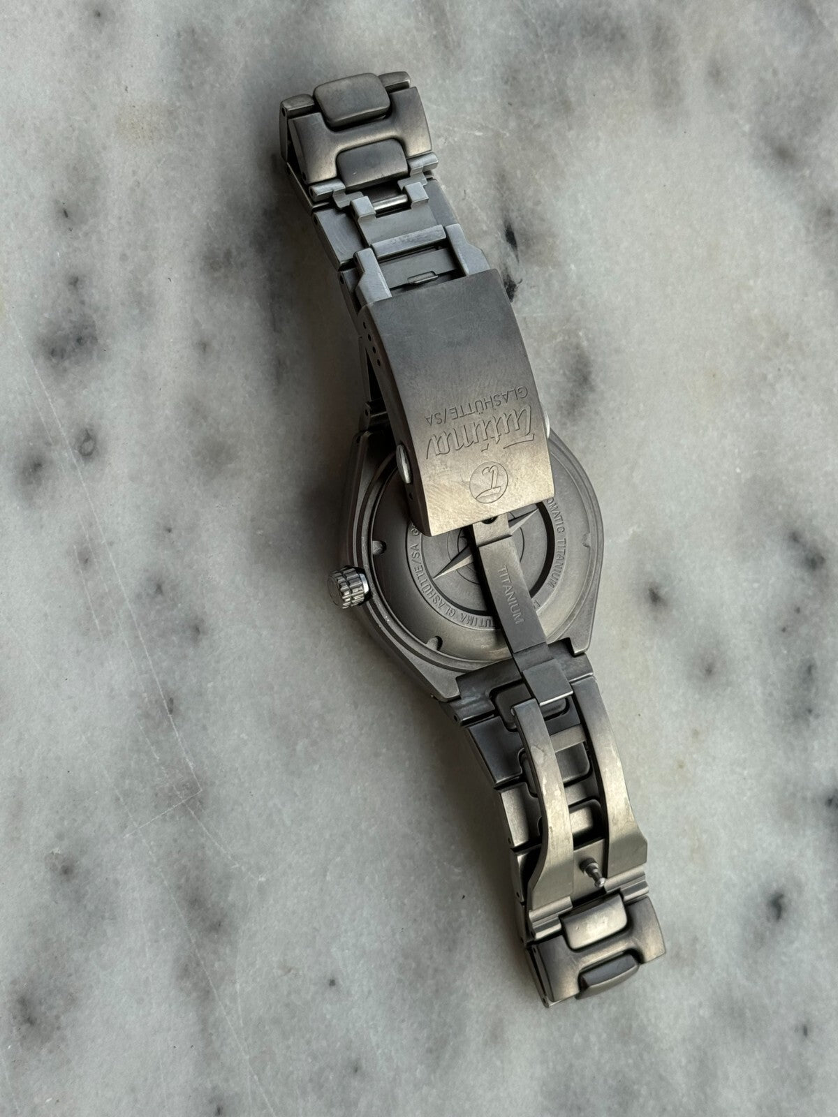 Tutima M2 Coastline 6150 Titanium Blue Dial Watch Automatic Day Date Mens 43mm