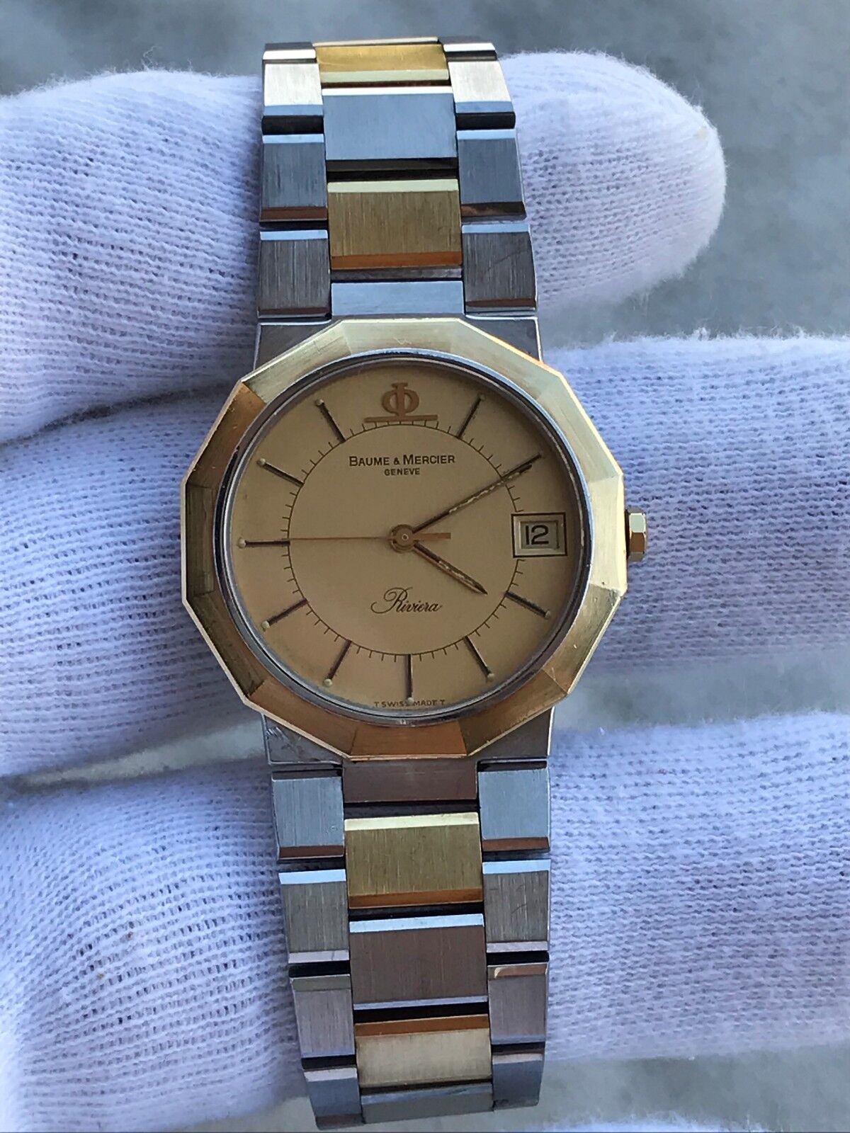 BAUME MERCIER WATCH RIVIERA A5333.018 QUARTZ GOLD18K&STEEL UNISEX 30mm SWISS