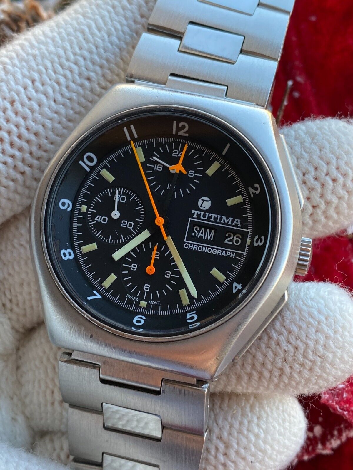 Tutima Military Chronpograph Lemania 5100 Automatic Mens 43mm Swiss Made