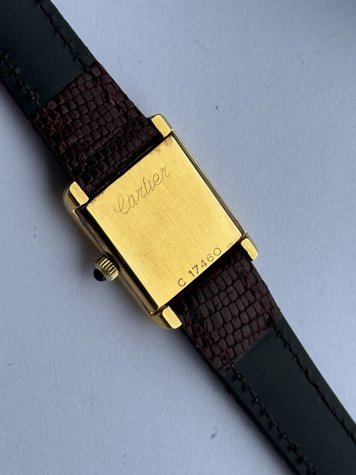 Cartier Tank Vermeil Manual Watch | Vintage Lady’s Swiss Made | Gold-Plated Stainless Steel | 24mm Case | New Leather Strap