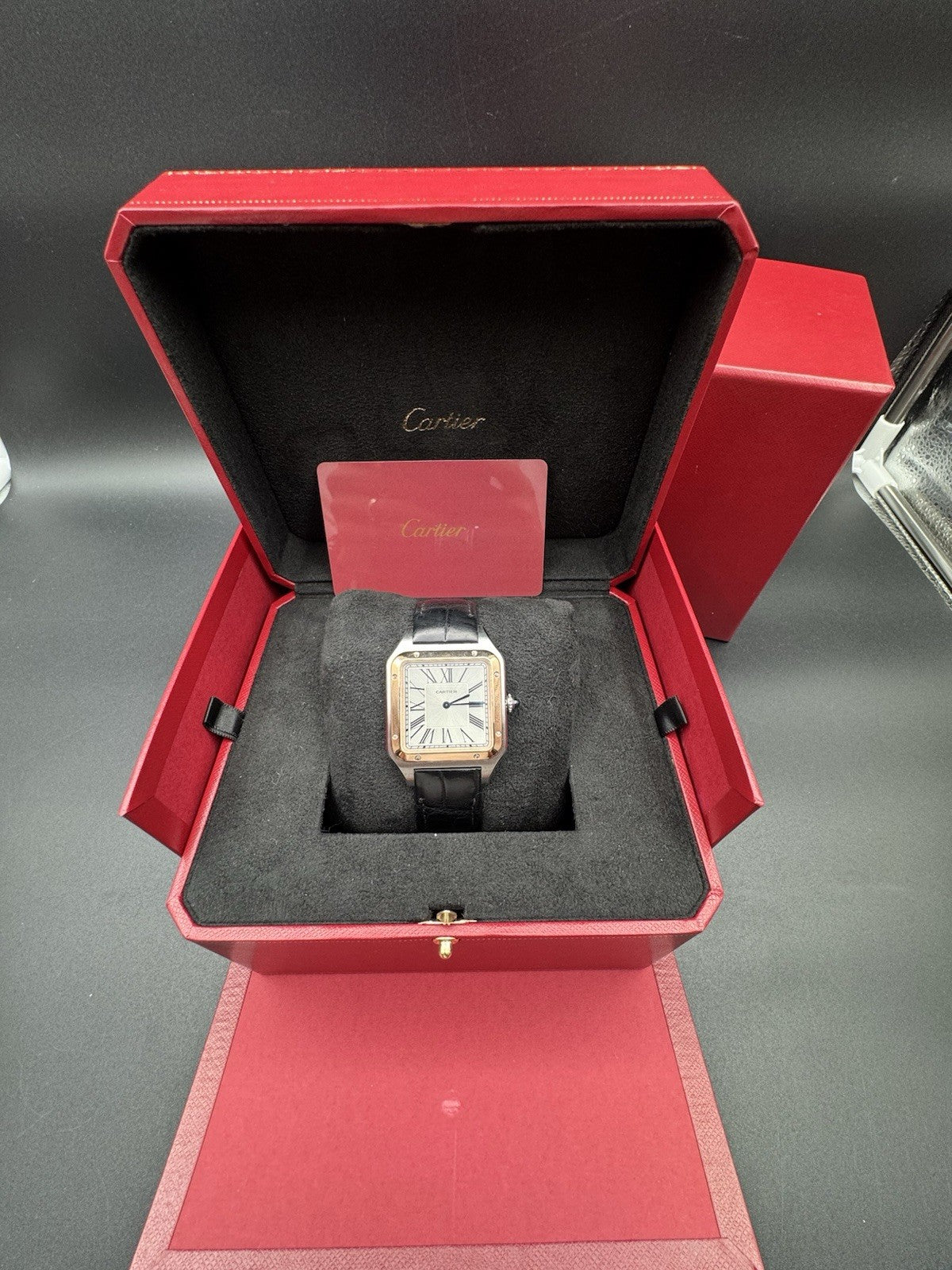 2020 Cartier Santos-Dumont XL Hand Wind Silver Dial Men Watch W2SA0017 Complete