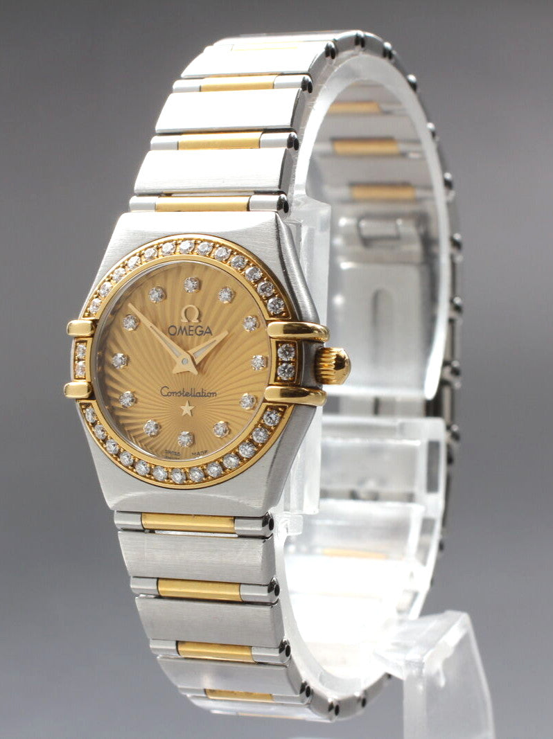 [Exc+5/Case] Serviced! Omega Constellation 18K Gold Diamond QZ 23mm Ladies Watch