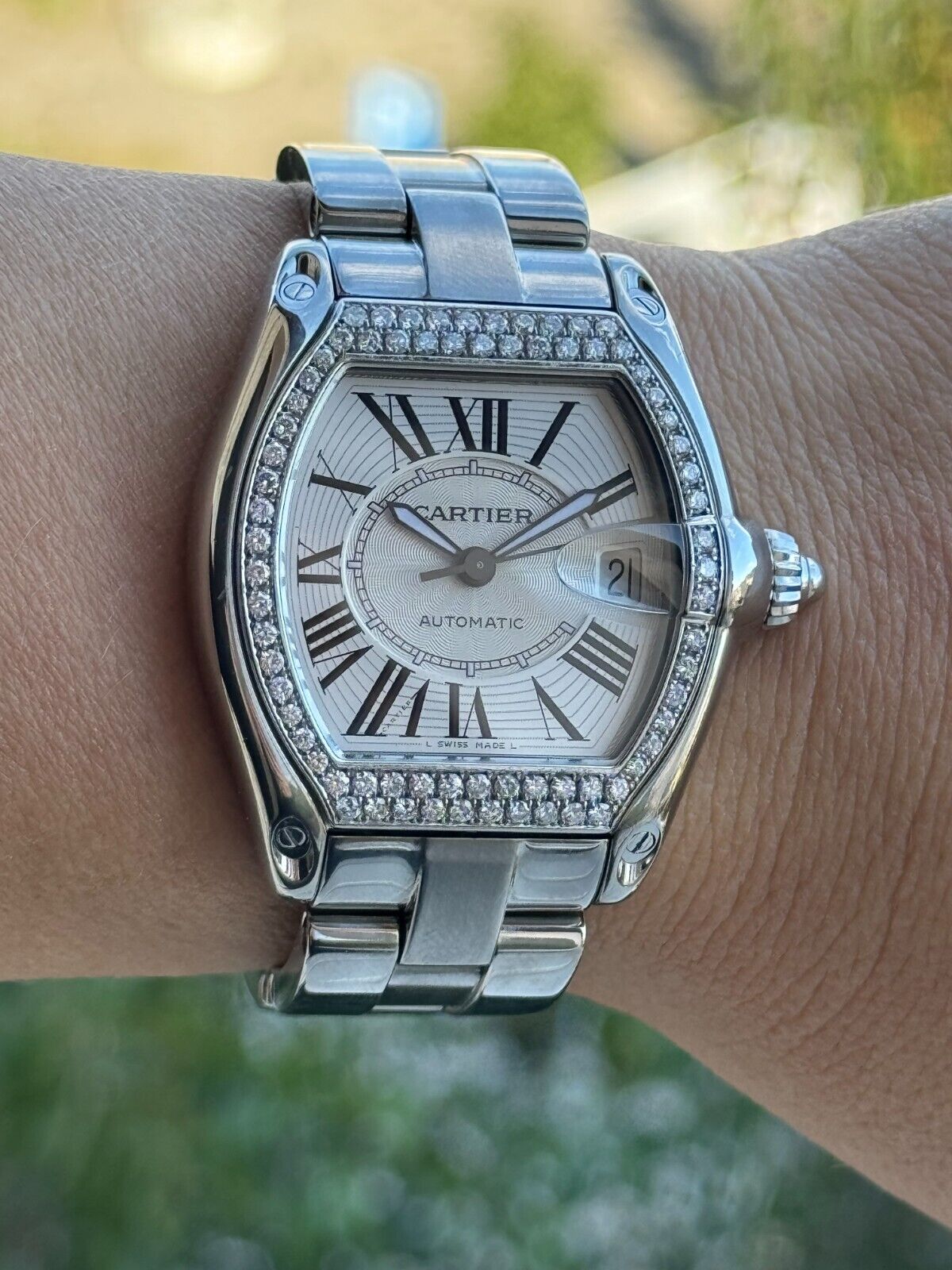 Cartier Diamonds Roadster 2510 Automatic Watch  Mens Swiss Made