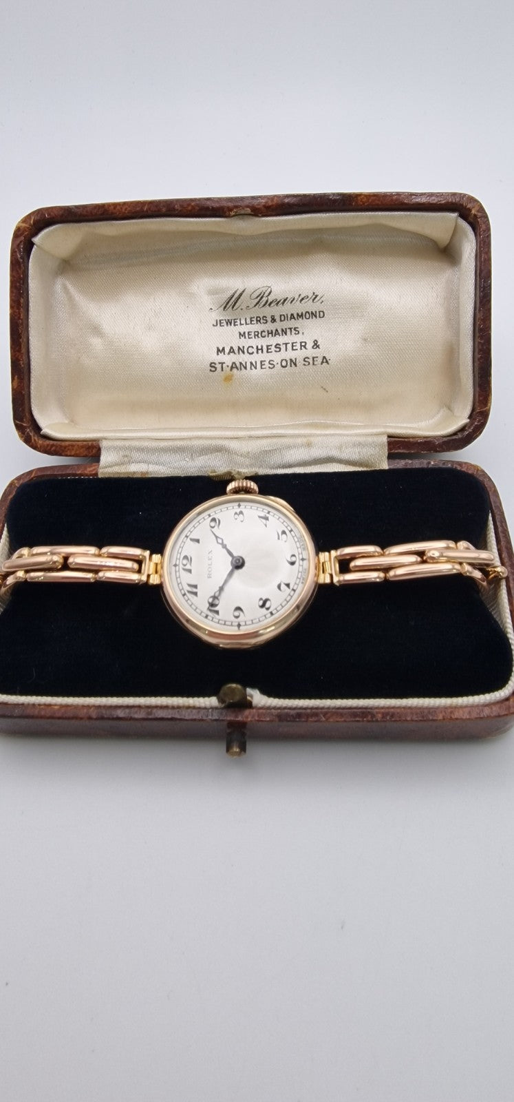 Vintage 1916 Rolex Ladies 9ct Rose Gold Mechanical Watch – Original Stretch Bracelet, Hallmarked