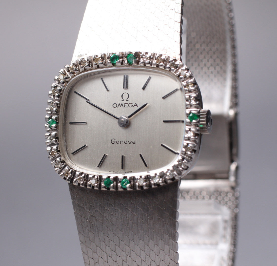 [N.MINT ] VTG1973 Omega Geneve Diamond Bezel Manual Winding 27MM Ladies Watch
