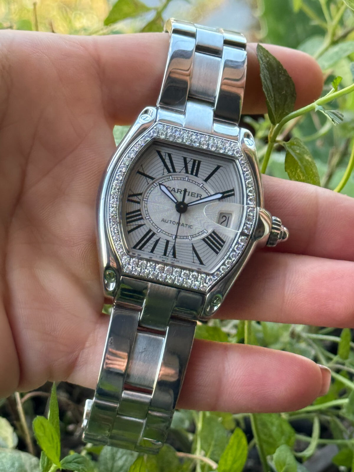 Cartier Diamonds Roadster 2510 Automatic Watch  Mens Swiss Made