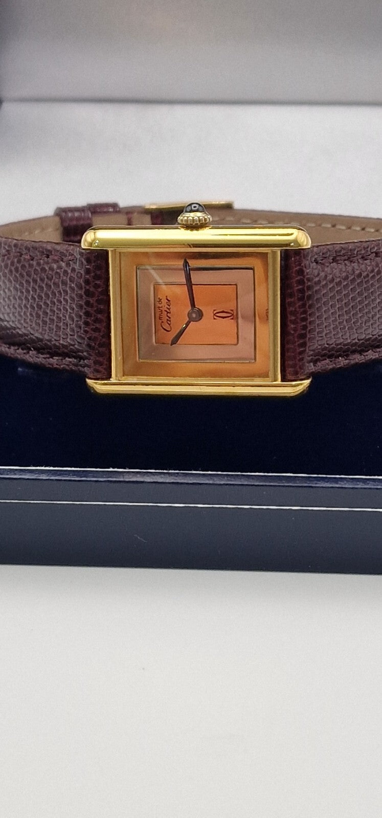 Must de Cartier Tank 18ct Gold on Silver Vintage Mid Size  Mechanical Watch.