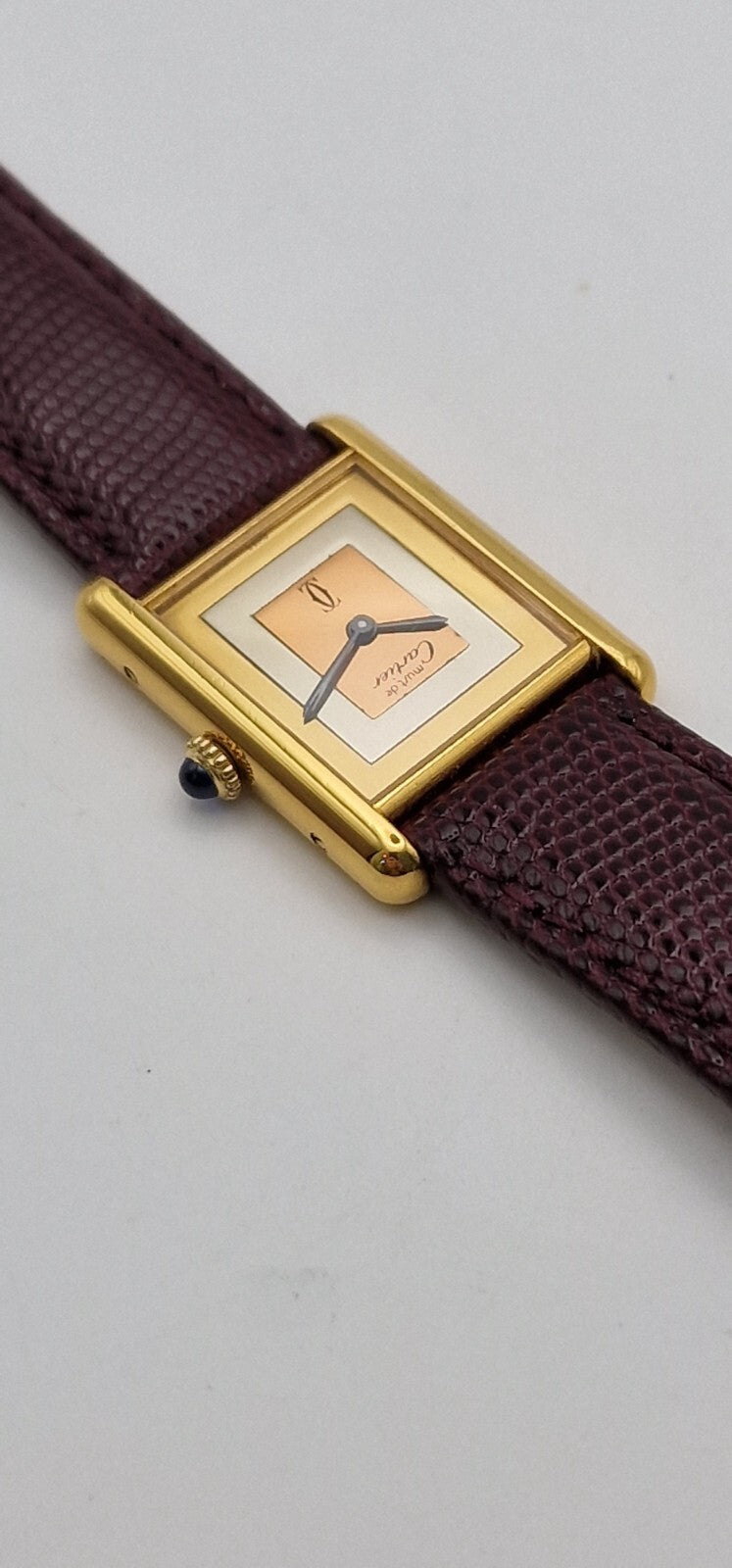 Must de Cartier Tank 18ct Gold on Silver Vintage Mid Size  Mechanical Watch.