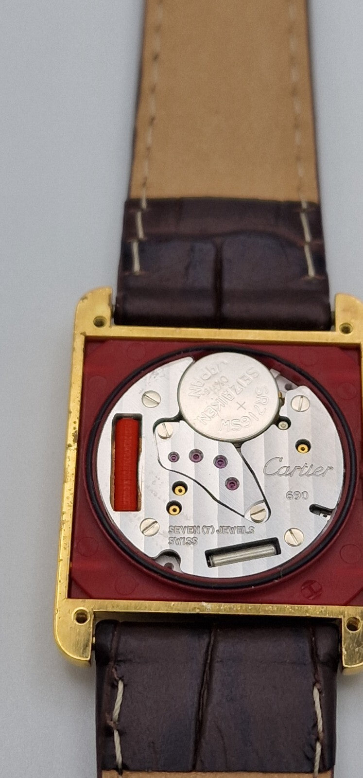 Must de Cartier Tank 18ct Gold on Sterling Silver | Mid Size Watch | New Brown Leather Strap | Vintage Luxury Timepiece