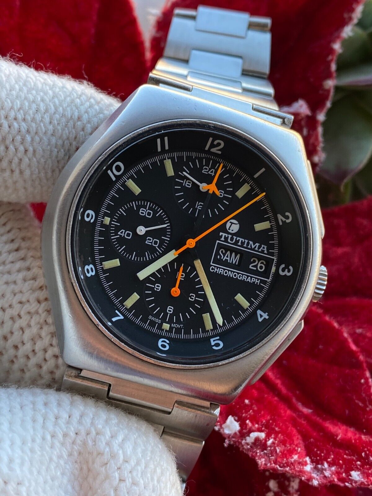 Tutima Military Chronpograph Lemania 5100 Automatic Mens 43mm Swiss Made