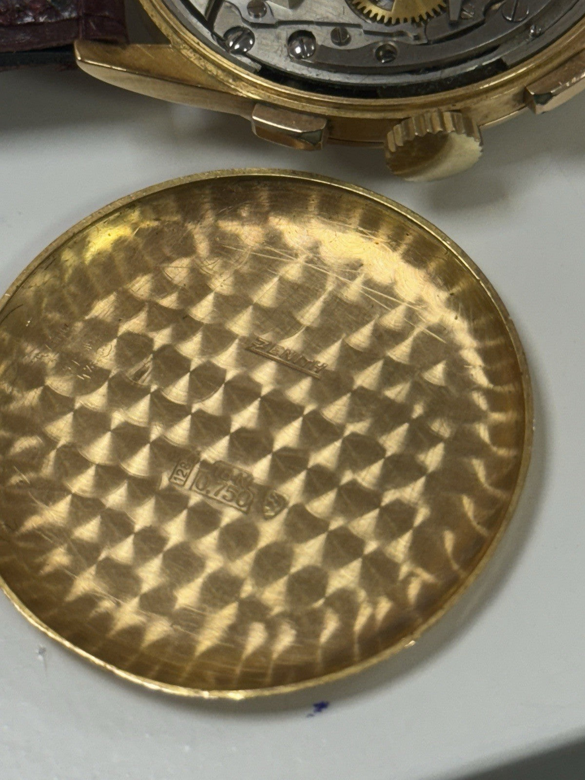 Vintage Zenith Chronograph Manual Cal.156 Solid Gold 18k Mens 37.5mm Swiss 19518