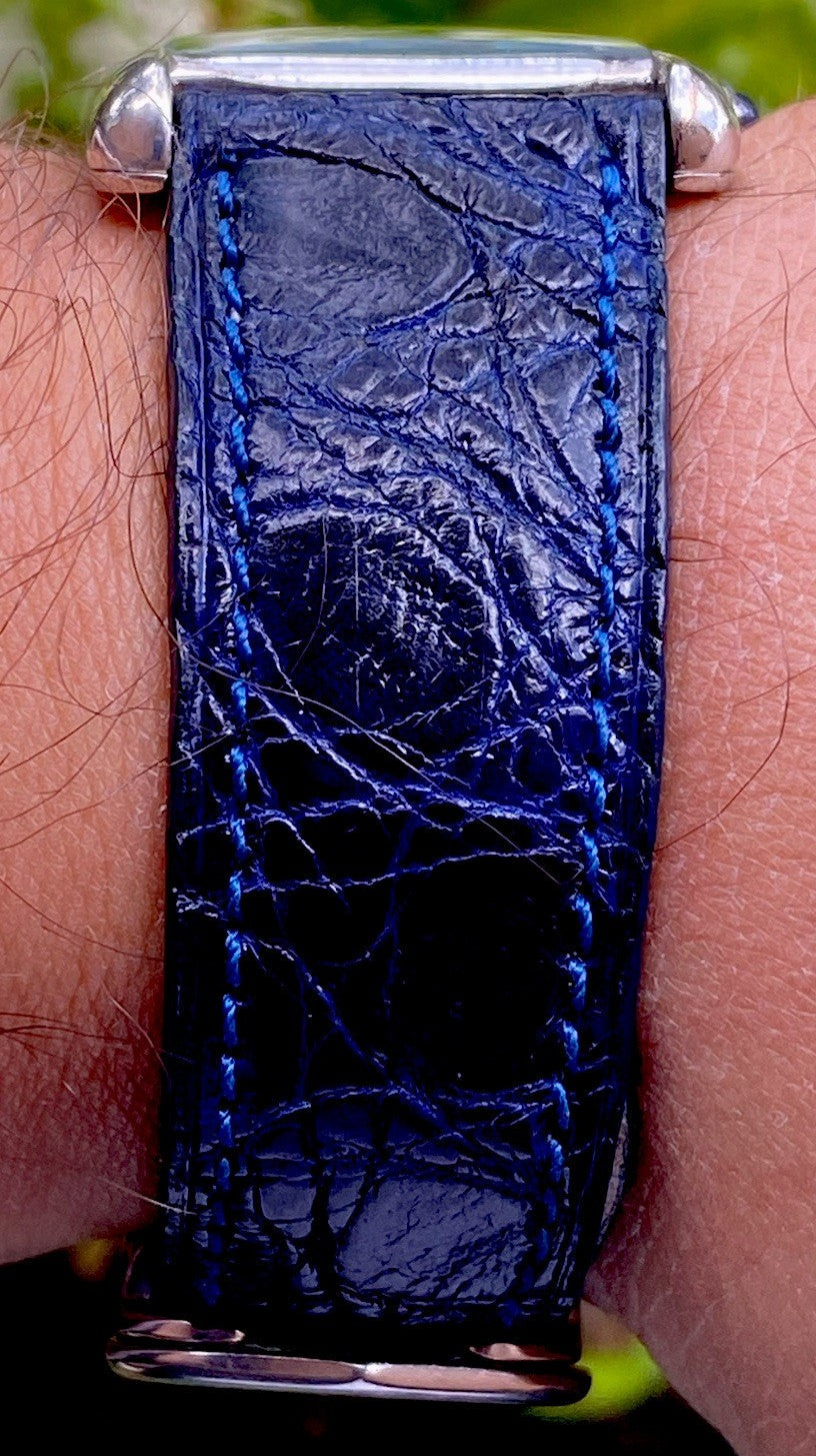 Cartier Tank XL 26mm Quartz | Silver 925 | White/Gray Dial C Pattern | Blue Leather Strap | Ref. 2414 W1014354