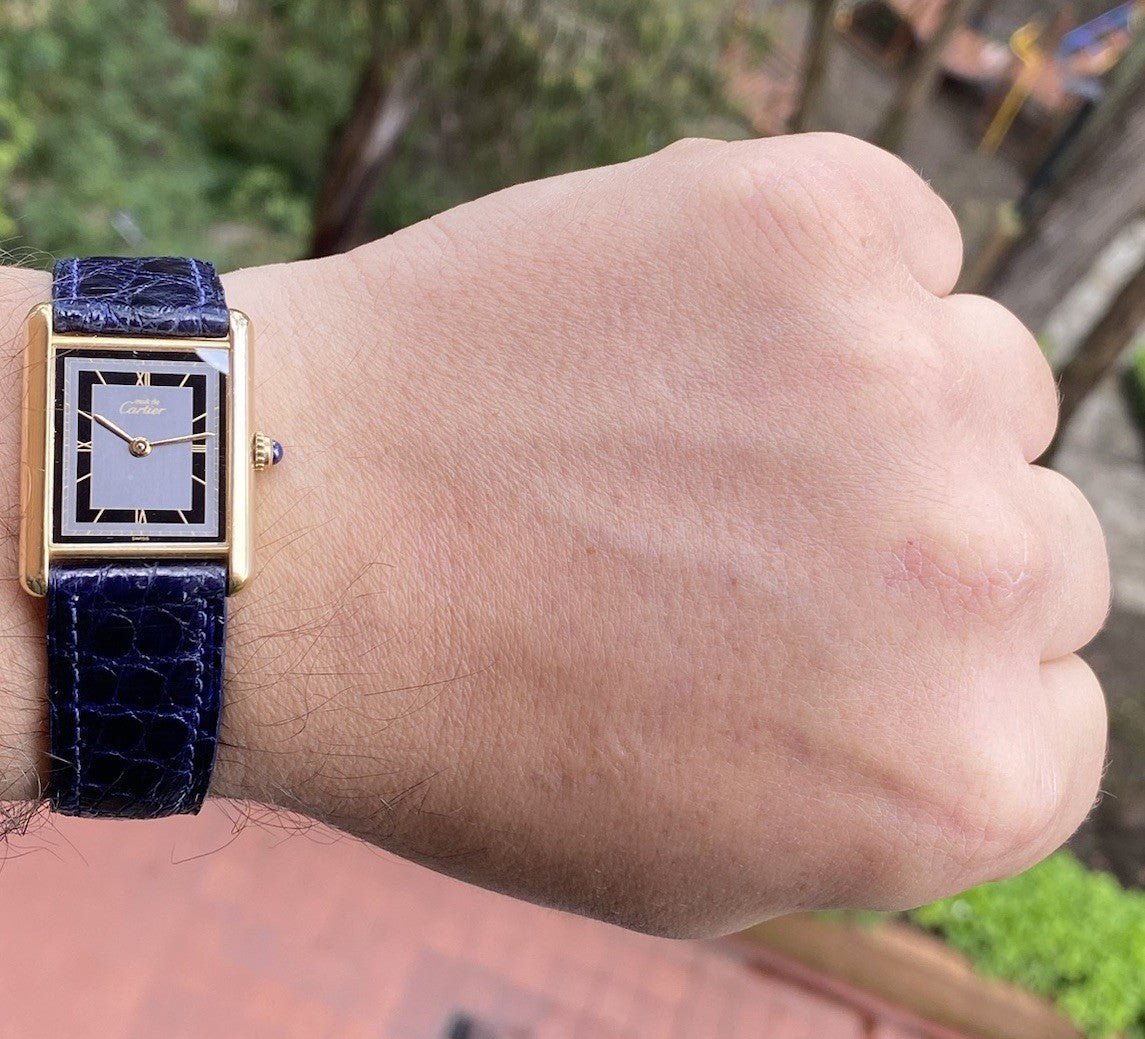 Cartier Tank LM 24x31mm Quartz | Silver 925 & 18K Gold Plated | Ref. 590005 | Burgundy Strap