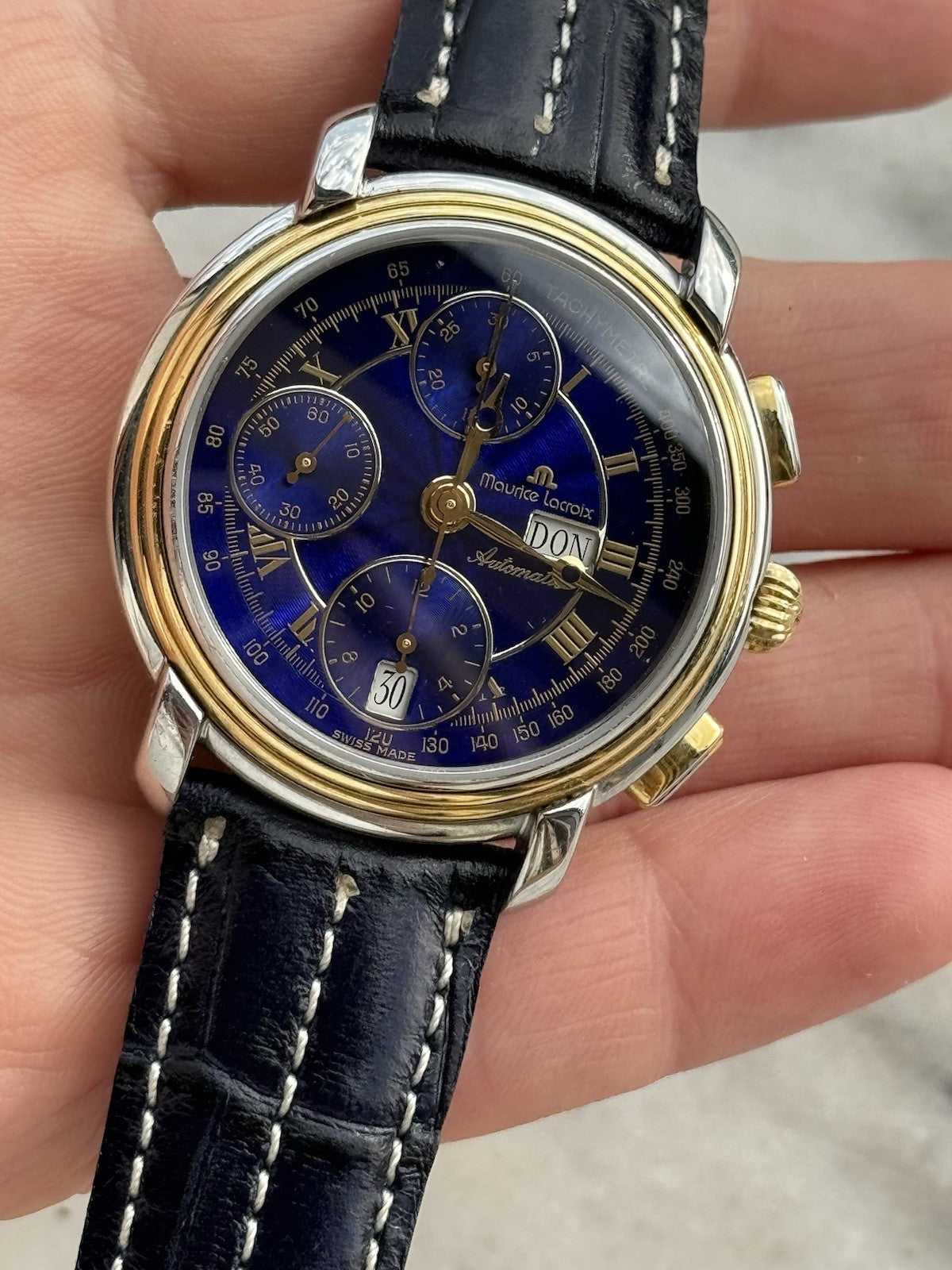 Maurice Lacroix Masterpiece Chronograph Automatic Blue Dial Mens 38mm 67413