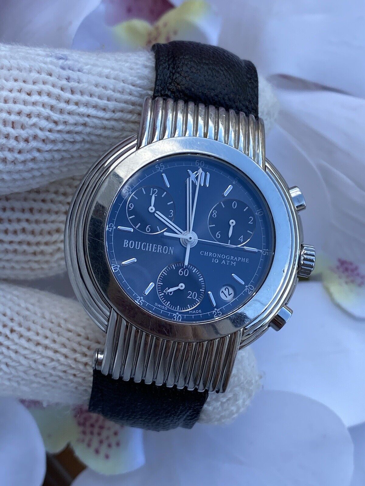 Boucheron Reflet Solis Watch Chronograph Quartz Mens 40mm Swiss Made