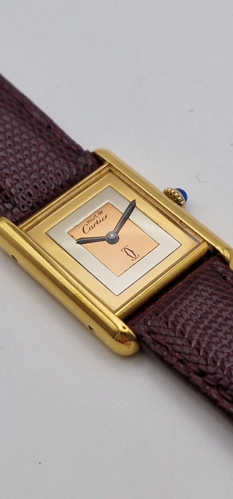 Must de Cartier Tank 18ct Gold on Silver Vintage Mid Size  Mechanical Watch.