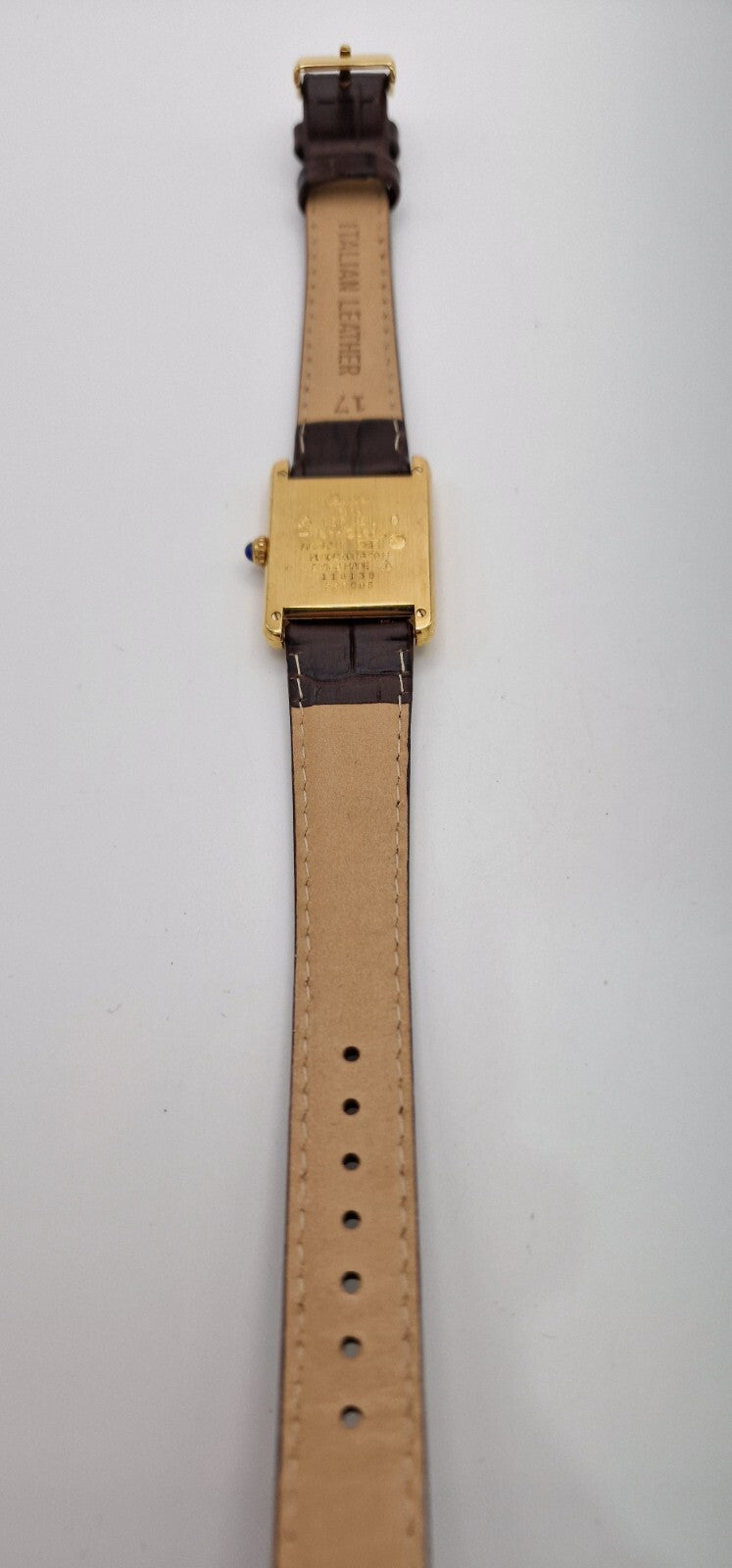 Must de Cartier Tank 18ct Gold on Sterling Silver | Mid Size Watch | New Brown Leather Strap | Vintage Luxury Timepiece
