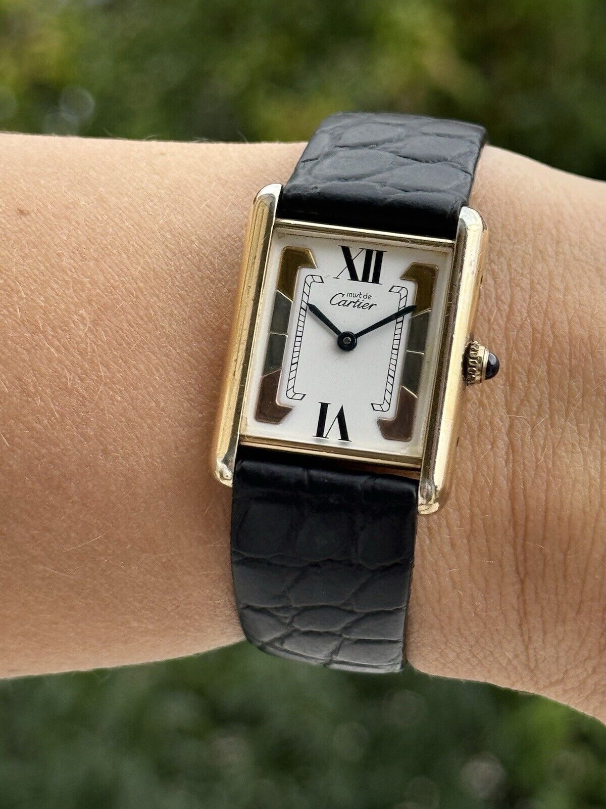 Cartier Tank Vermeil Quartz Argent 925 Midsize Tri Color 23.5x30.5mm Swiss Made