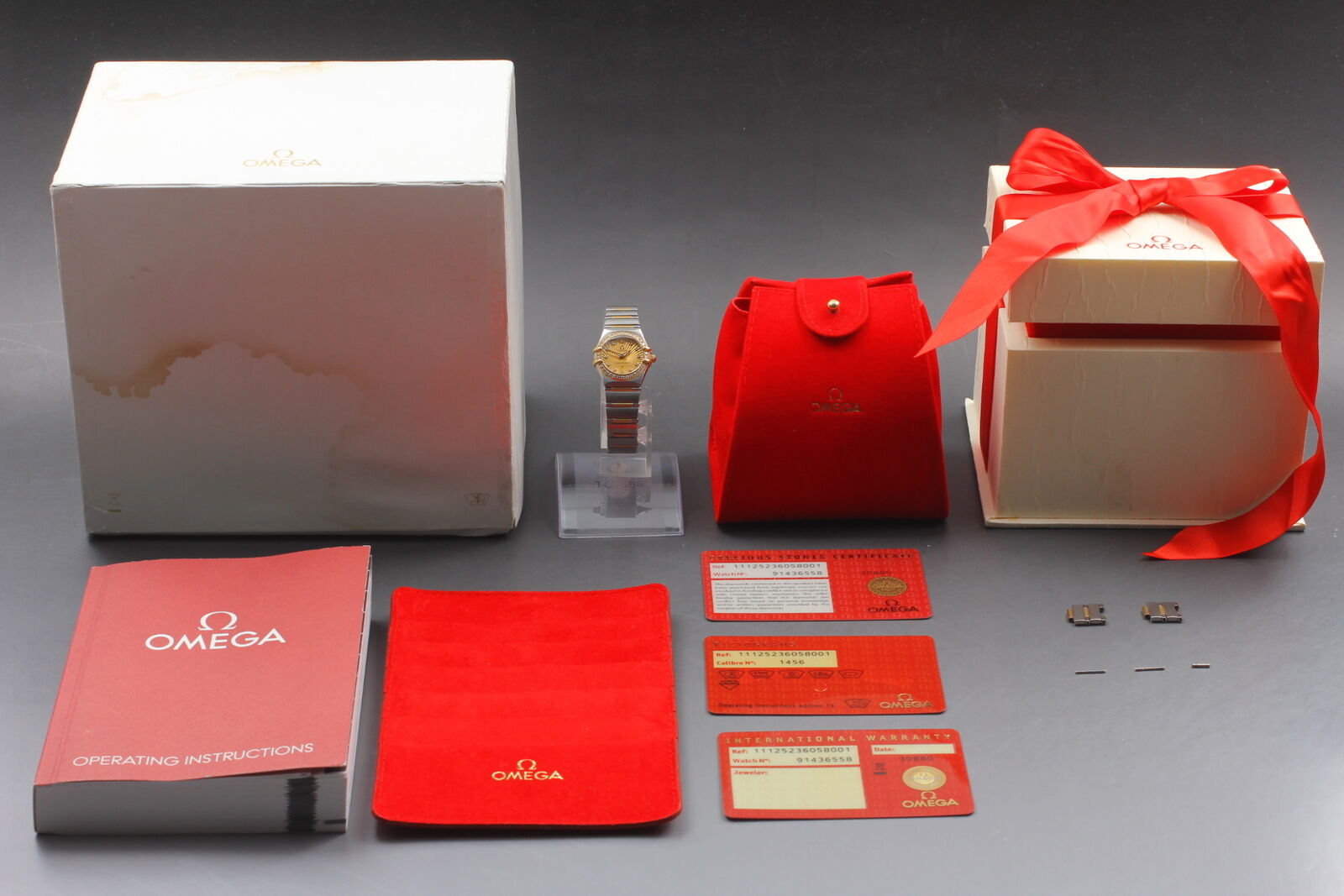 [Exc+5/Case] Serviced! Omega Constellation 18K Gold Diamond QZ 23mm Ladies Watch