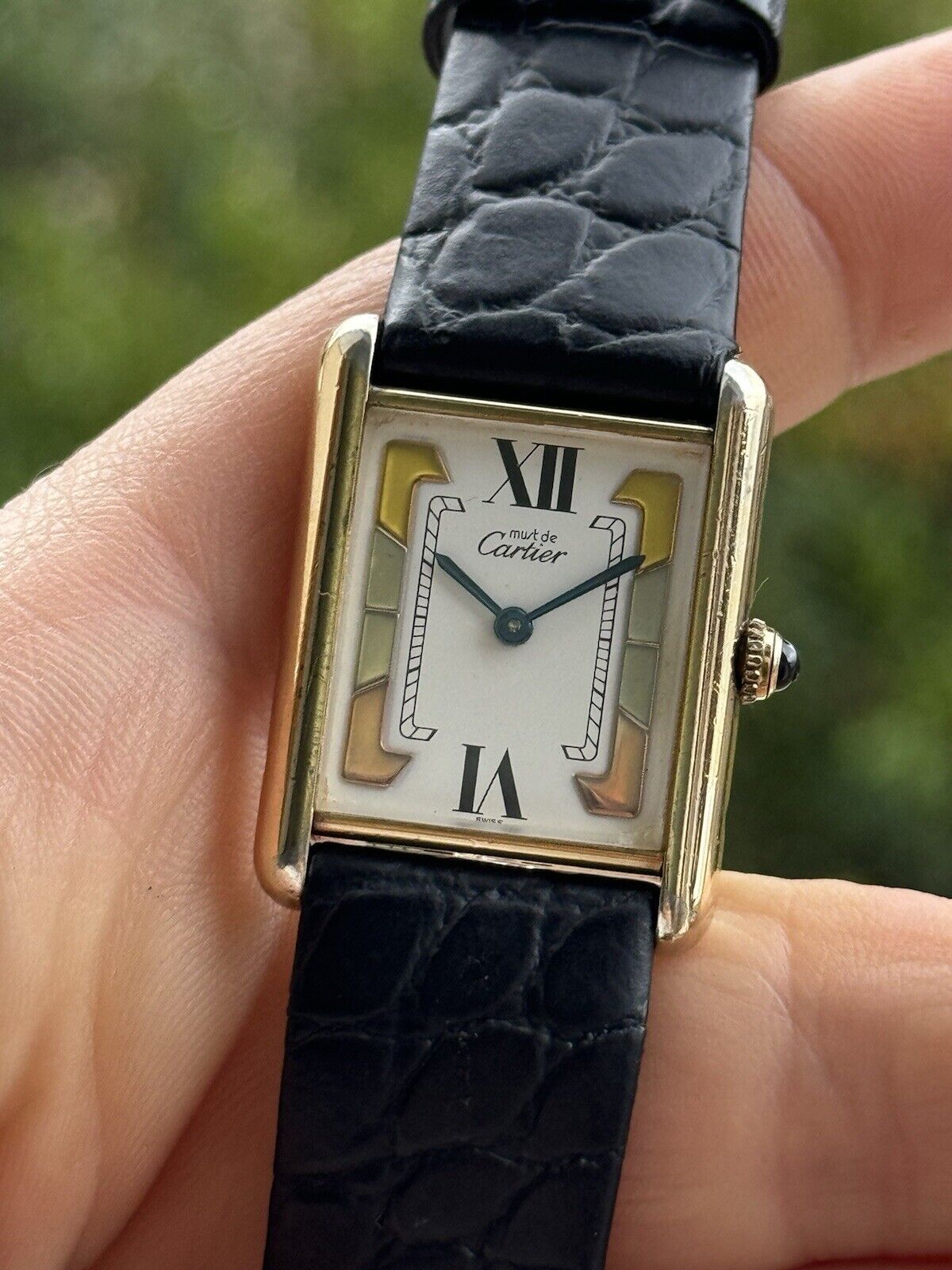Cartier Tank Vermeil Quartz Argent 925 Midsize Tri Color 23.5x30.5mm Swiss Made