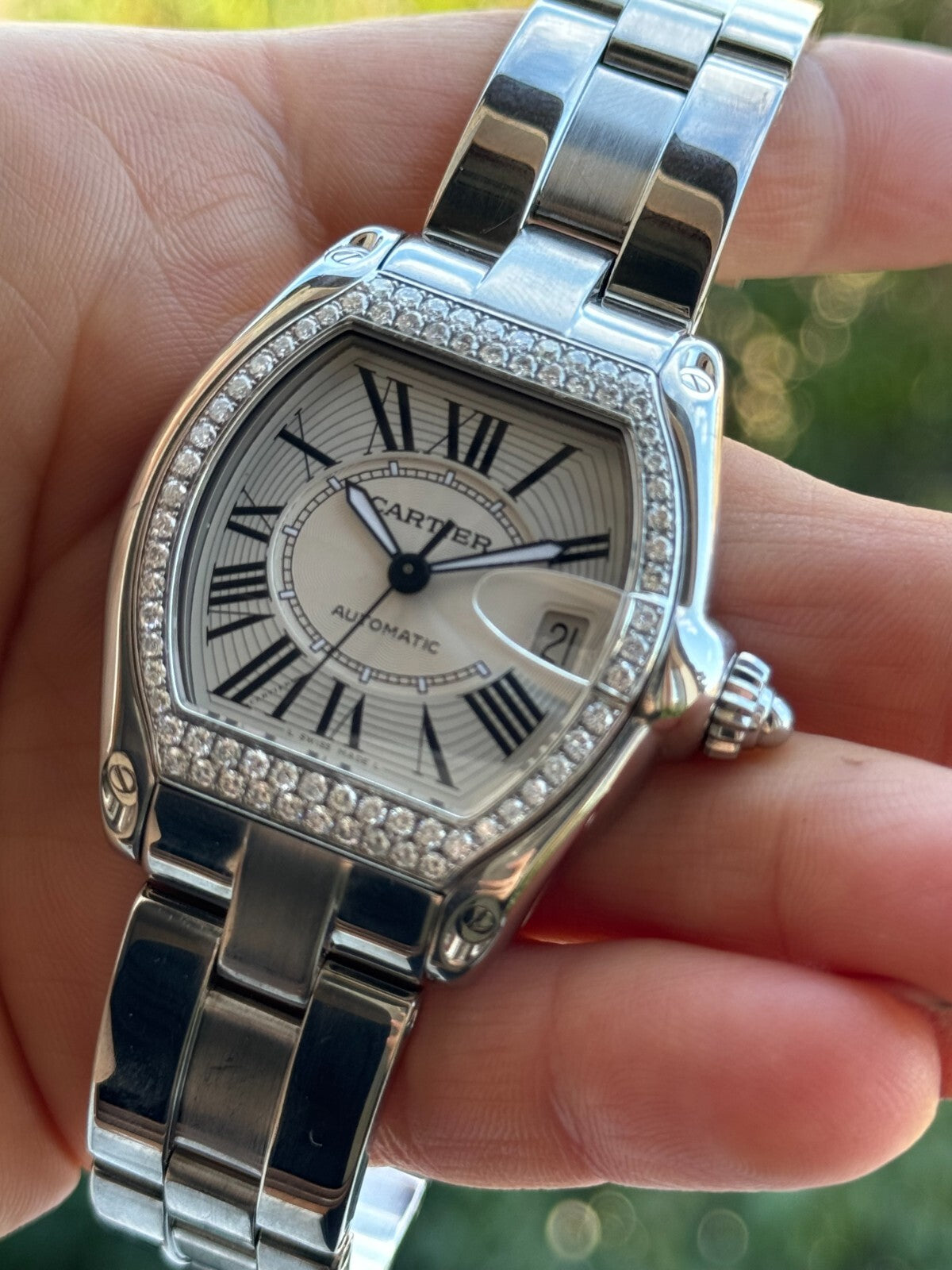 Cartier Diamonds Roadster 2510 Automatic Watch  Mens Swiss Made