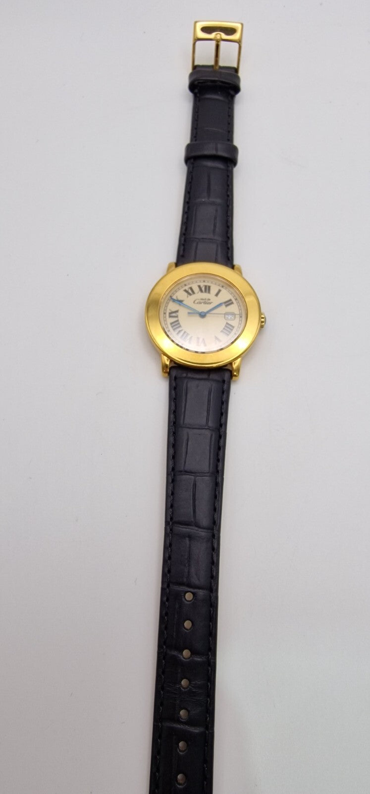 Must de Cartier Ronde 18ct Gold on Sterling Silver Mid Size Gents Watch.