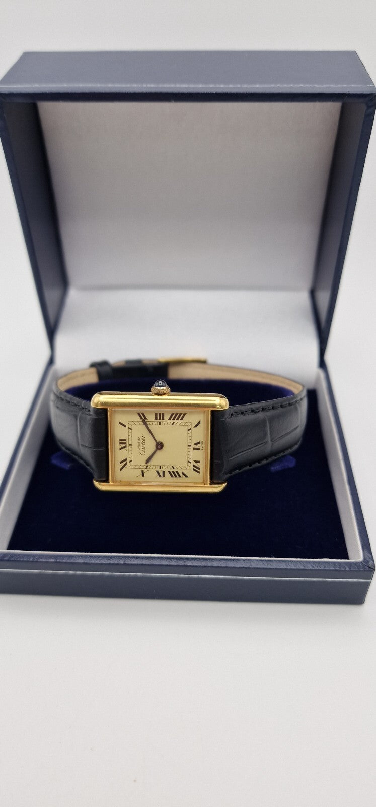 Must de Cartier Tank 18ct Gold on Silver Vintage Mid Size  Mechanical Watch.