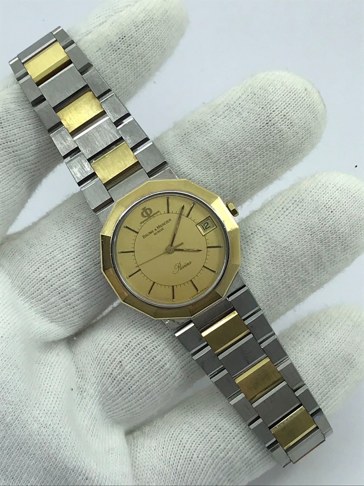 BAUME MERCIER WATCH RIVIERA A5333.018 QUARTZ GOLD18K&STEEL UNISEX 30mm SWISS