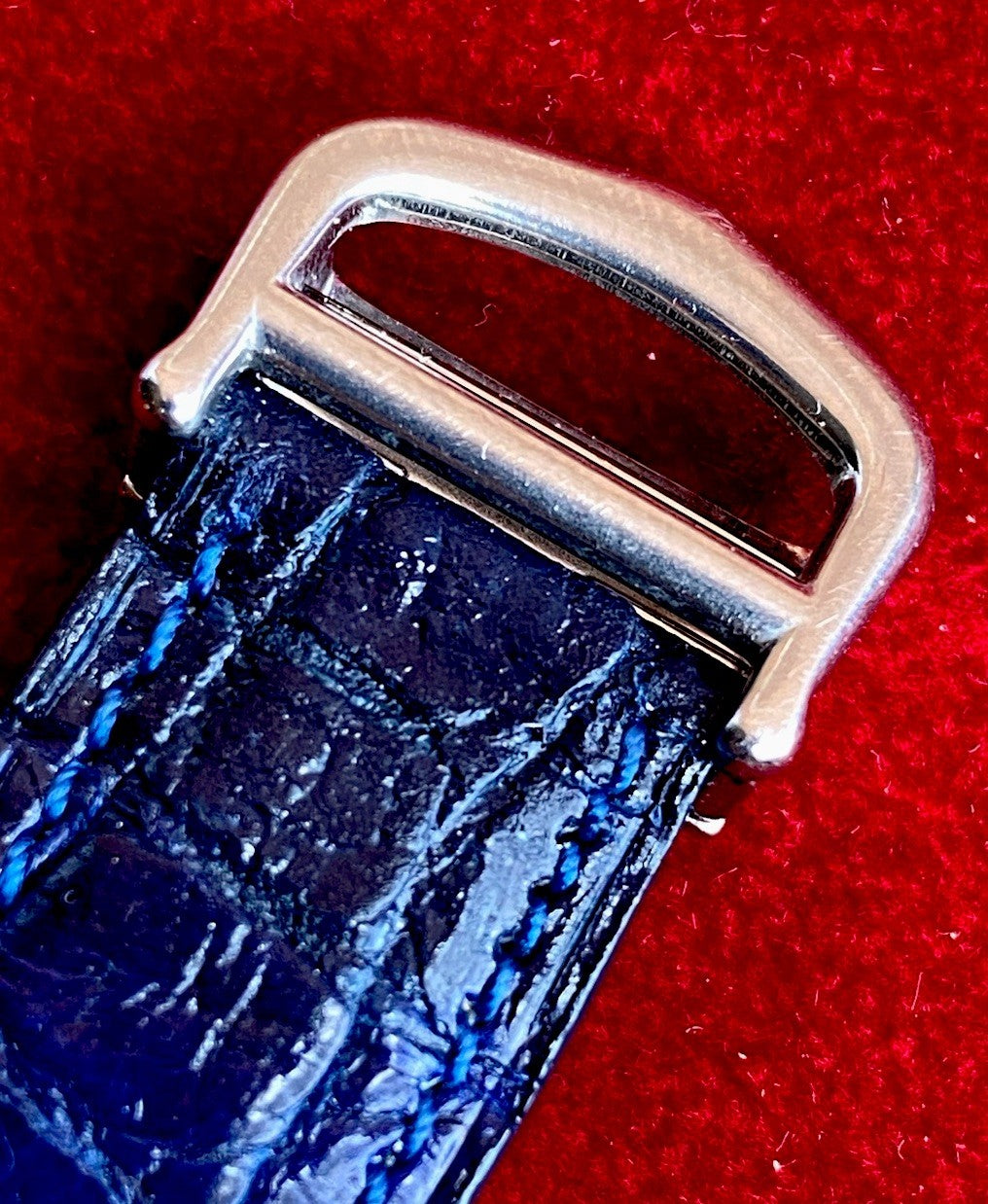 Cartier Tank XL 26mm Quartz | Silver 925 | White/Gray Dial C Pattern | Blue Leather Strap | Ref. 2414 W1014354