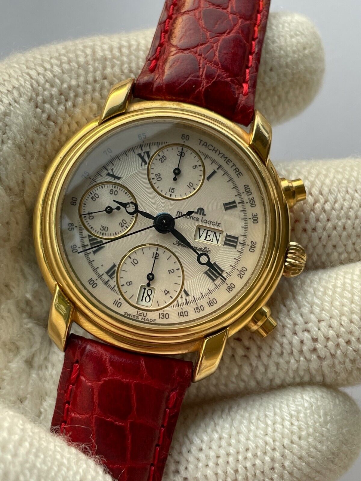 MAURICE LACROIX MASTERPIECE WATCH 39353 CHRONOGRAPH AUTOMATIC DAY DATE MENS 38mm